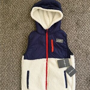 Eddy Bauer Navy and White Hooded Vest